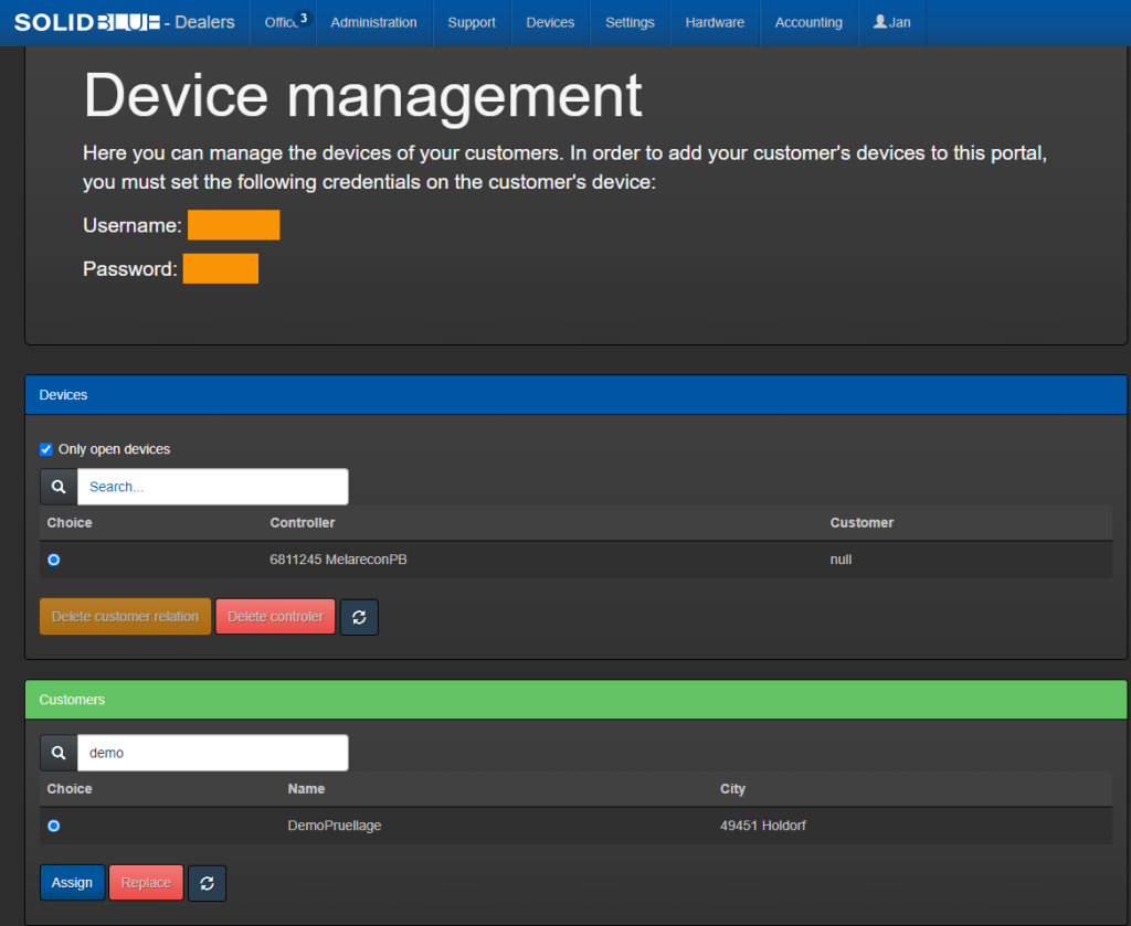 The new device is displayed in the device manager.